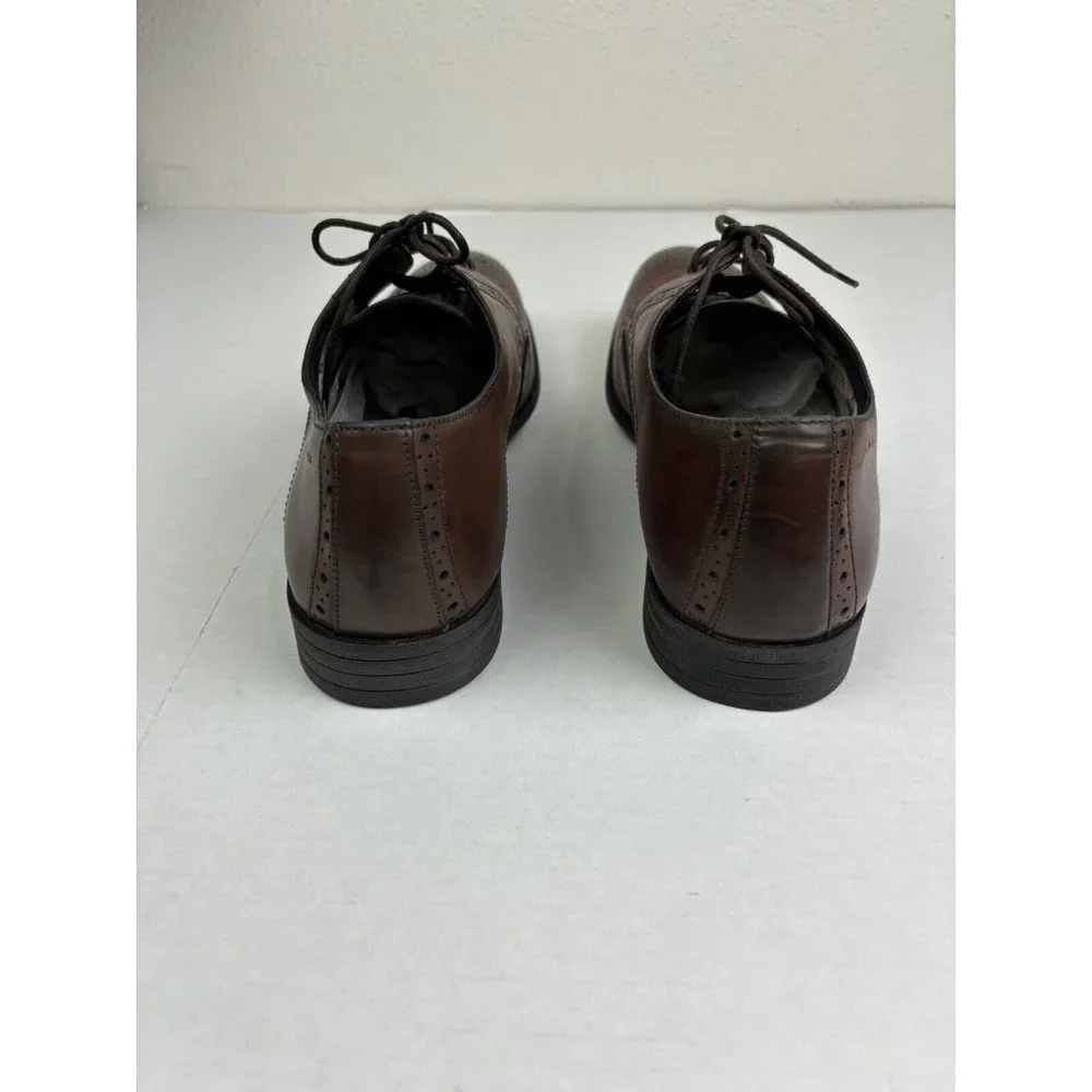 NEW CLARKS Chart Limit Brouge Lace Up Brown Leather Shoes Men's 12 Career Oxford